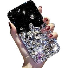 Aearll Capa de diamante brilhante compatível com Samsung Galaxy A53 5G, capa de telefone traseira 3D caseira de luxo brilhante cristal brilhante brilhante pedras totalmente transparentes com protetor
