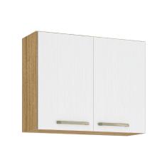 Armário De Cozinha E Lavanderia Aéreo 2 Portas 0,80m Módulo Suspenso Madeirado / Branco Ametista Kit’s Paraná Freijo/bco