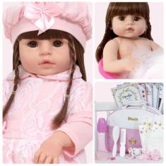Boneca Tipo Reborn Recém Nascida Linda Com Vários Acessórios - Cegonha