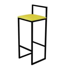 Banqueta Alta Cozinha Bar Balcão Bistrô Industrial Preta Assento Estof