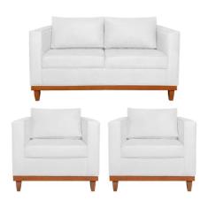 Kit Sofá 3 Lugares e 2 Poltronas Europa 180 cm Estilo Conforto e Elegâ