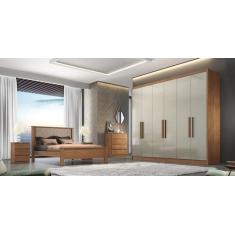 Guarda Roupa Casal 100% MDF 6 Portas 6 Gavetas - Linea-Cumaru/Fendi - 