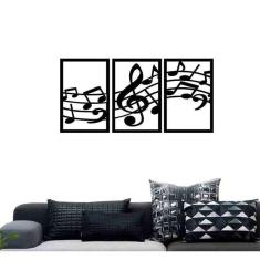 Quadro Decorativo Vazado Notas Musicais MDF 3mm Preto