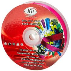 Kit Face Simples Fita de Cetim, Rosa Chiclete, 50mts