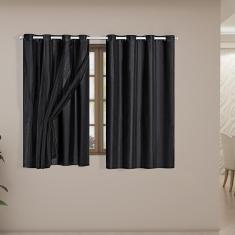 Cortina Blackout Pvc Com Tecido Voil 2,80 M X 1,80 M Preto