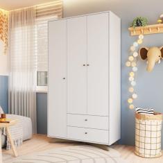 Guarda Roupas Infantil 3 Portas 2 Gavetas Affetto Branco