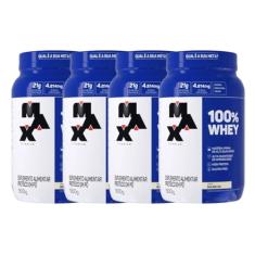 Kit 4 100% Whey Max Titanium Pote 900g Baunilha Suplemento