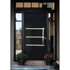 Porta de Aluminio Lambril 210x90cm com Puxador Super Evolution Brimak Preto Dourado