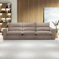 Sofá Retrátil e Reclinável Martinho 410cm Bege Escuro