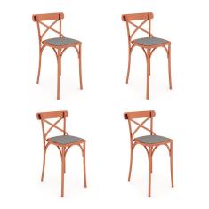 Kit 4 Banquetas Katrina em Aço Cobre