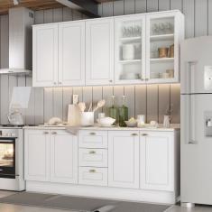 Cozinha Completa Americana 9 Portas 3 Gavetas com Vidro 100% Mdf Branco - Henn