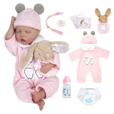 Boneca Bebê Reborn Realista Brastoy Silicone Conjunto de Roupa Chupeta