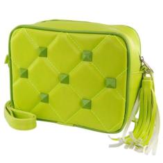 Bolsa feminina quadrada com spike sintetico - ISABELLAS, Verde lima, 2
