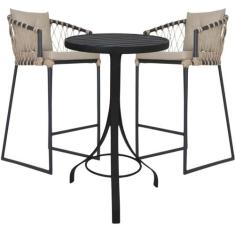 Kit 2 Banquetas Alta com Mesa Bistro para Cozinha Varada Área Bar Gour