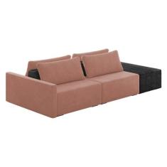 Sofá Ilha 2 Lugares Living 232cm Modulado Sala Lary Veludo-pu Pto K01 