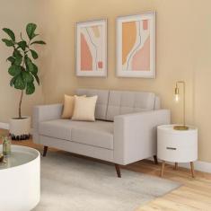 Sofá 2 Lugares Pé Palito Live Linho Cotton Cru - Mobly