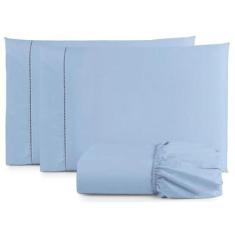 Jogo De Lençol Cama Box Casal 3 Peças Percal 400 Fios ul - Casa Home