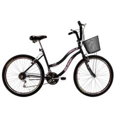 Bicicleta Feminina Aro 26 com 18 marchas Beach Preta
