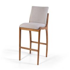 Banqueta Alta Estofada Garbo em Madeira Maciça