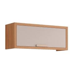 Armário de Geladeira p/ Cozinha Eloise Geladeira c/1 Porta Basculante Riscada 80 cm Freijo/Off White - MGM