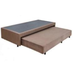 Cama Box Bicama Auxiliar Solteiro Suede Espuma 8cm 88x188x40 Marrom - 