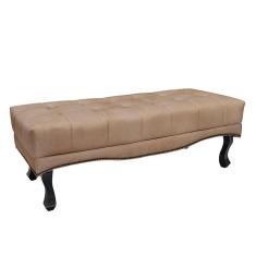 Recamier Decorativo 90cm Loewe Suede Pés De Madeira Bege
