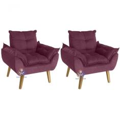 Kit 02 Poltrona Opala Suede Bordô