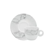 Xícara Café com Pires 80ml Porcelana Schmidt - Dec. Mármore Cinza 2343