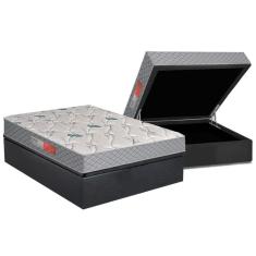 Conjunto Box Baú Casal: Colchão Espuma Plumatex D26 Falcon Firme + Base Crc Suede Gray(138x188)