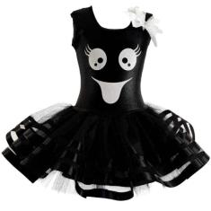 Fantasia Fantasminha Preto Infantil Vestido Luxo Halloween - Fantasias