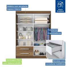 Guarda Roupa Solteiro 4 Portas 2 Gavetas E 2 Espelhos Madri Minastex