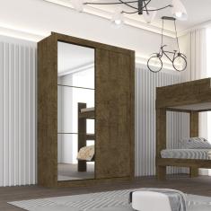 Guarda Roupa Solteiro com Espelho 2 Portas 2 Gavetas Costa Rica Sallêto Móveis Ipê