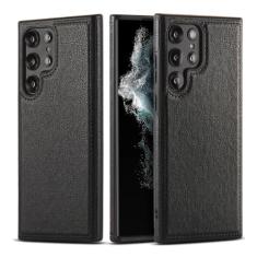 Capa de couro PU moderna para Samsung Galaxy S23 Ultra Capa de telefone comercial para Samsung S22 capa de silicone à prova de choque com sensação de pele, T1, para Samsung S23Ultra