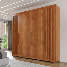 Guarda-Roupa Casal Magnus 6 Portas 6 Gavetas com Pés Ripado 100% Mdf Cinamomo - Pnr Móveis