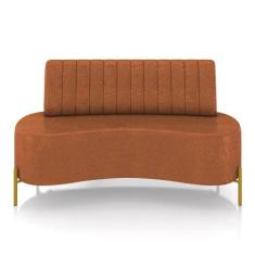 Sofá 2 Lugares Living 160cm Pé Ferro Dourado Maraú Sint Pu K01 - D'ros