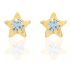 Brincos Rommanel Infantil Estrela Com Cristal Fol 18k 520724, Branco