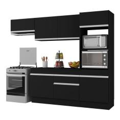 Armário De Cozinha Compacta 4 Peças Com Rodapé Mp2176 Made Multimóveis Preto/branco Preto/branco