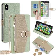 Asuwish Capa de telefone para iPhone Xs X 10 10s capa carteira com protetor de tela e espelho capa flip anel suporte cartão alça transversal suporte celular iPhoneX iPhoneXs iPhone10 i PhoneX SX 10x