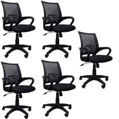 Conjunto 5 Cadeiras de Escritório Giratória Office Santiago Preto