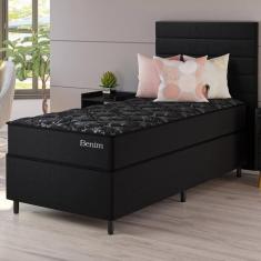 Conjunto Cama Box Solteiro Benim Com Molas Ensacadas 88cmx188cmx63cm Preto