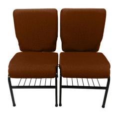 02 Cadeiras para Igrejas c/ Porta Biblía e Porta Cálice Marrom