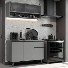 Armário De Cozinha Compacta 120cm Cinza Nice 02 Cinza - MADESA