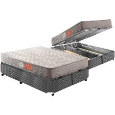 Cama Box Baú Queen: Colchão Espuma D45 Paropas Pasquale + Base CRC Suede Gray(158x198)