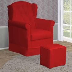 Poltrona Amamentação Balanço Manu com Puff Suede Vermelho