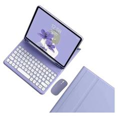 Teclado e Mouse ZCCO Genérico para Samsung Galaxy Tab A8 10,5 polegadas 2022 Edition (SM-X200/SM-X205/SM-X207) com Bluetooth e Capa Multifuncional de Silicone Cinza Lavanda