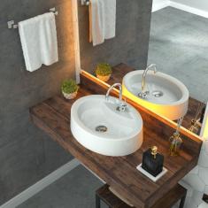 Kit Cuba Ov43 Com Válvula Click 1 Polegada B E Sifão Cromado E Flexível Compace Branca