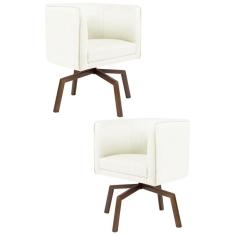 Kit 2 Poltronas Decorativas Base Ka Madeira Betina C-26 Corano Bege - Domi