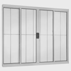 Janela de Alumínio de Correr 100x150cm com Grade 4 Folhas Central Ecosul Esquadrisul