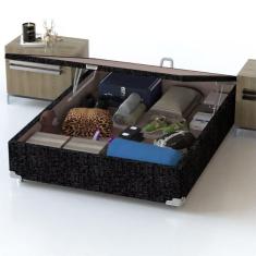 Base Box Para Colchão De Casal Com Baú Probel Universal Preto