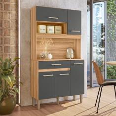 Armário De Cozinha 5 Portas 1 Gaveta Magazin Freijó/ Chumbo